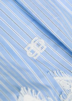 Emmie striped lace-trim cotton-poplin shorts