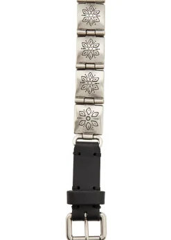 Engraved-link leather belt