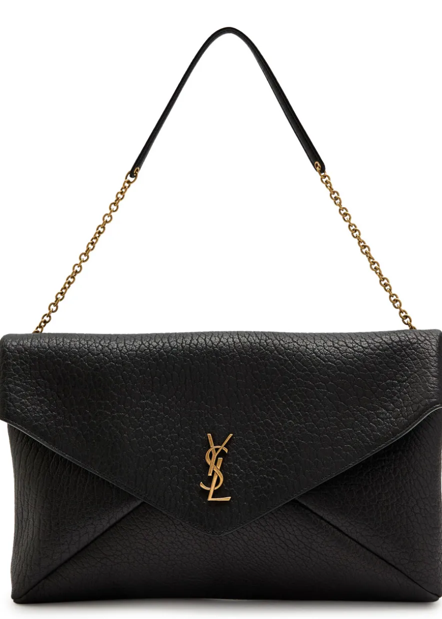 Envelope grained leather pouch