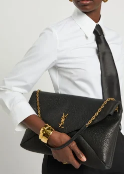 Envelope grained leather pouch