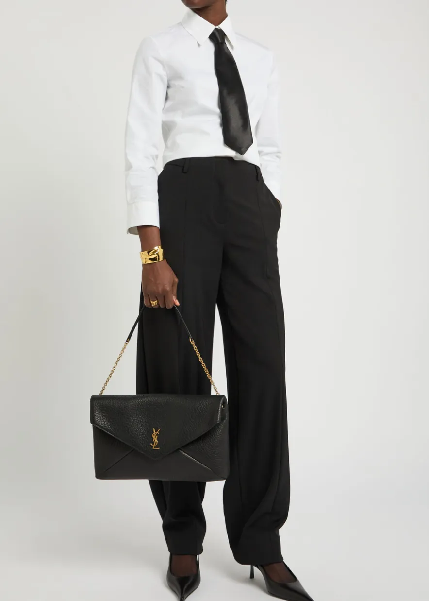 Envelope grained leather pouch