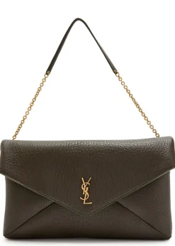 Envelope grained leather pouch