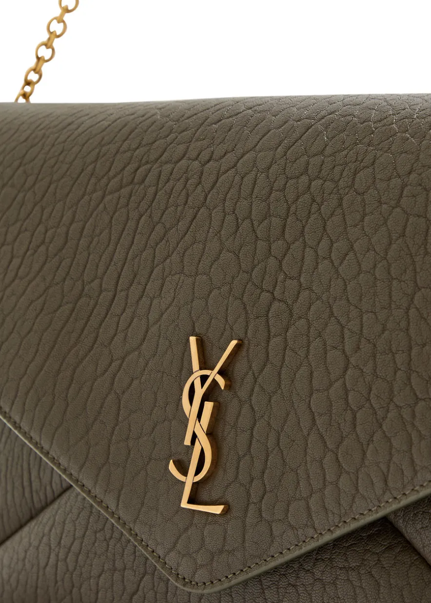 Envelope grained leather pouch