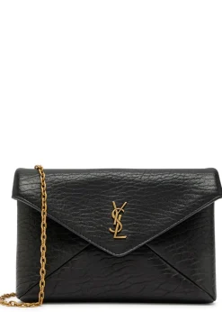 Envelope grained leather pouch
