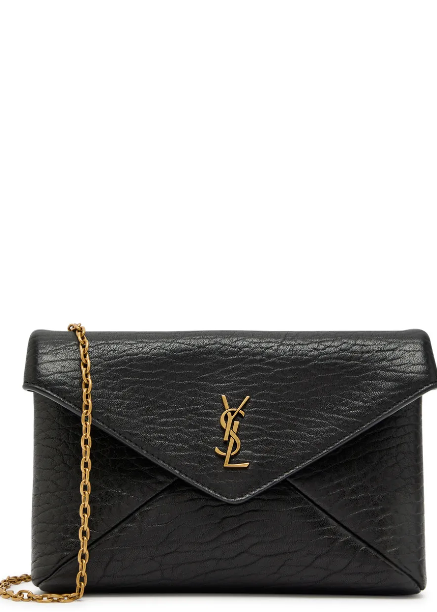 Envelope grained leather pouch