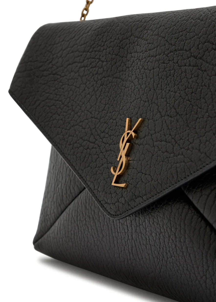 Envelope grained leather pouch