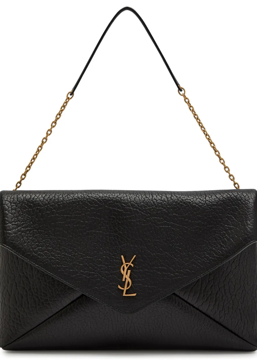 Envelope grained leather pouch