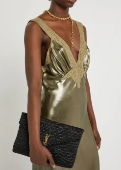Envelope raffia pouch