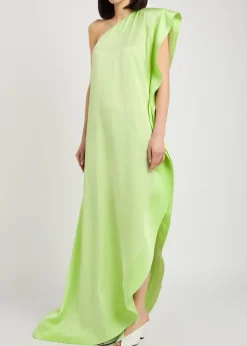 Envers one-shoulder satin-crepe maxi dress