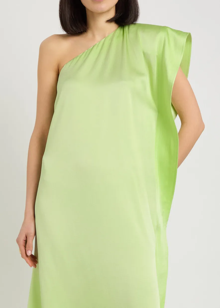 Envers one-shoulder satin-crepe maxi dress