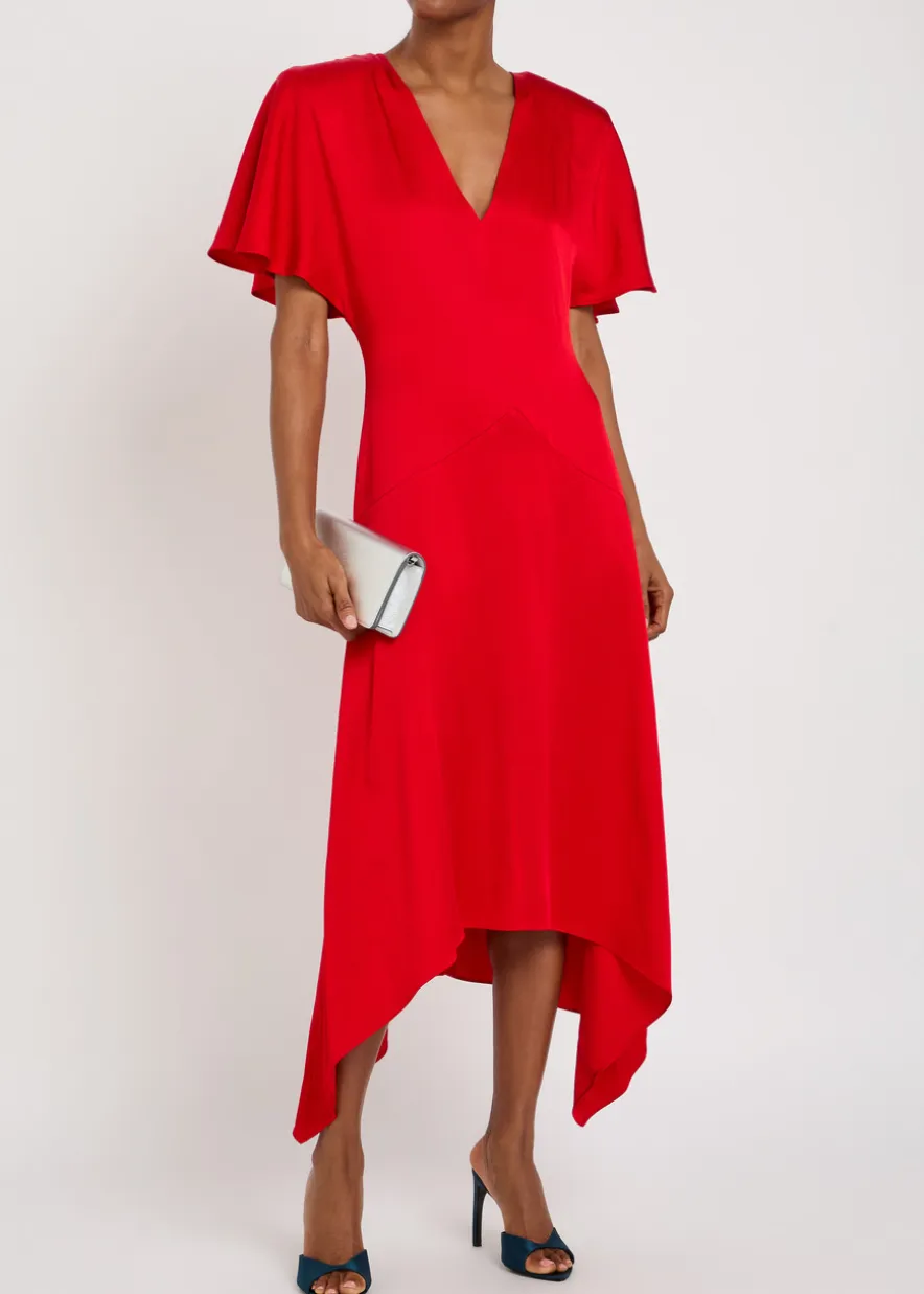 Envers V-neck satin midi dress