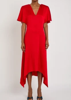 Envers V-neck satin midi dress