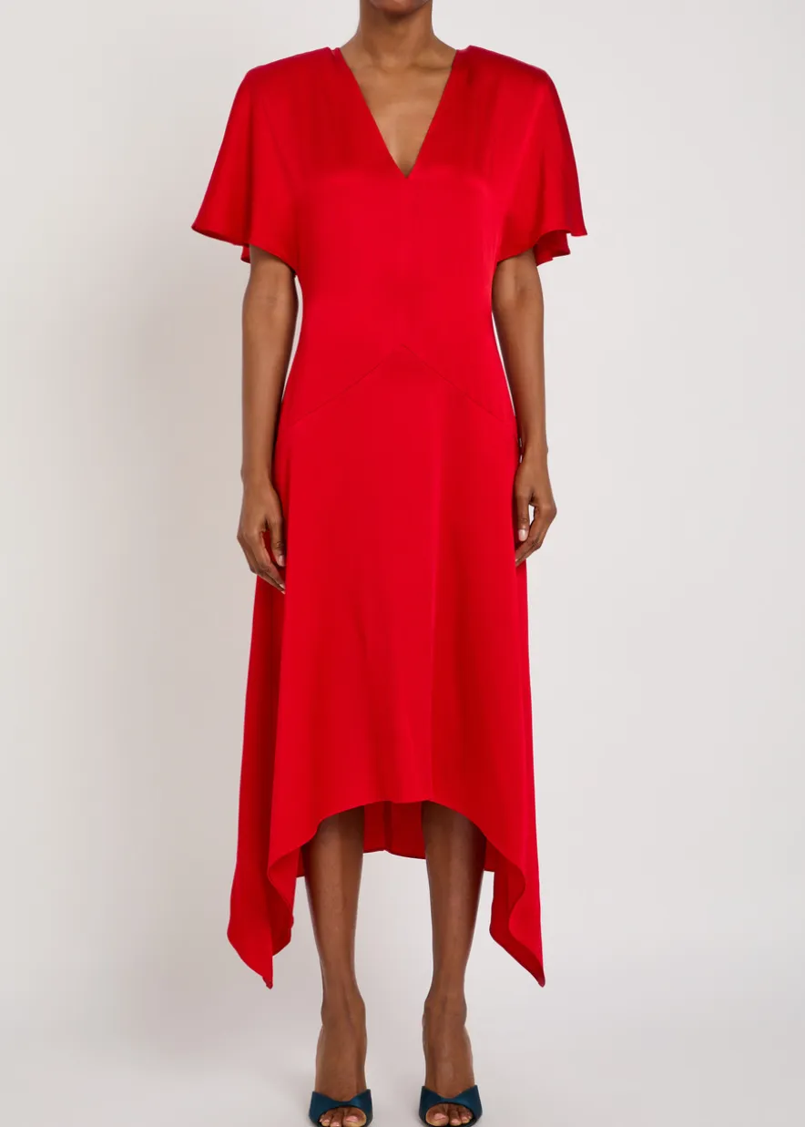 Envers V-neck satin midi dress