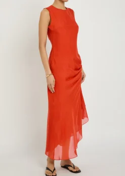 Enya gathered silk maxi dress