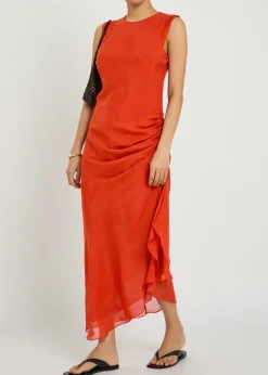 Enya gathered silk maxi dress