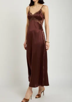 Ericka lace-trim silk midi slip dress
