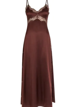 Ericka lace-trim silk midi slip dress