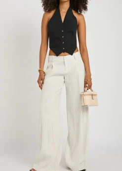 Eric pinstriped linen-blend trousers