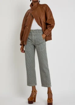 Ermina pinstripe cropped straight-leg twill jeans