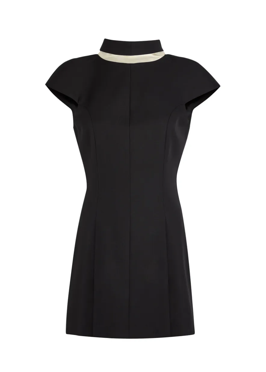 Ersilia reverse collar wool mini dress