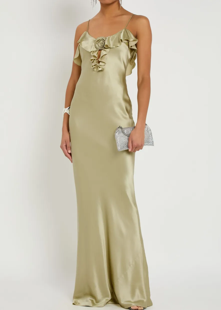 Esperanza ruffle-trimmed silk-blend maxi dress