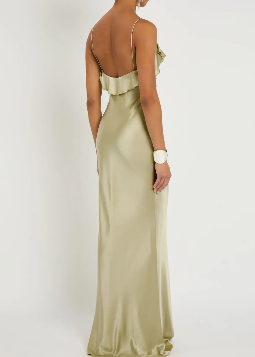 Esperanza ruffle-trimmed silk-blend maxi dress