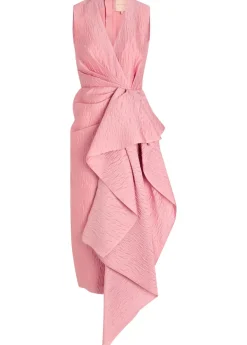 Esra cascading cloqué midi dress