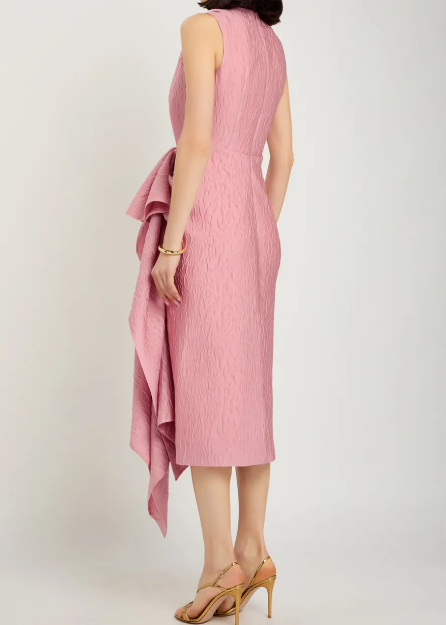 Esra cascading cloqué midi dress