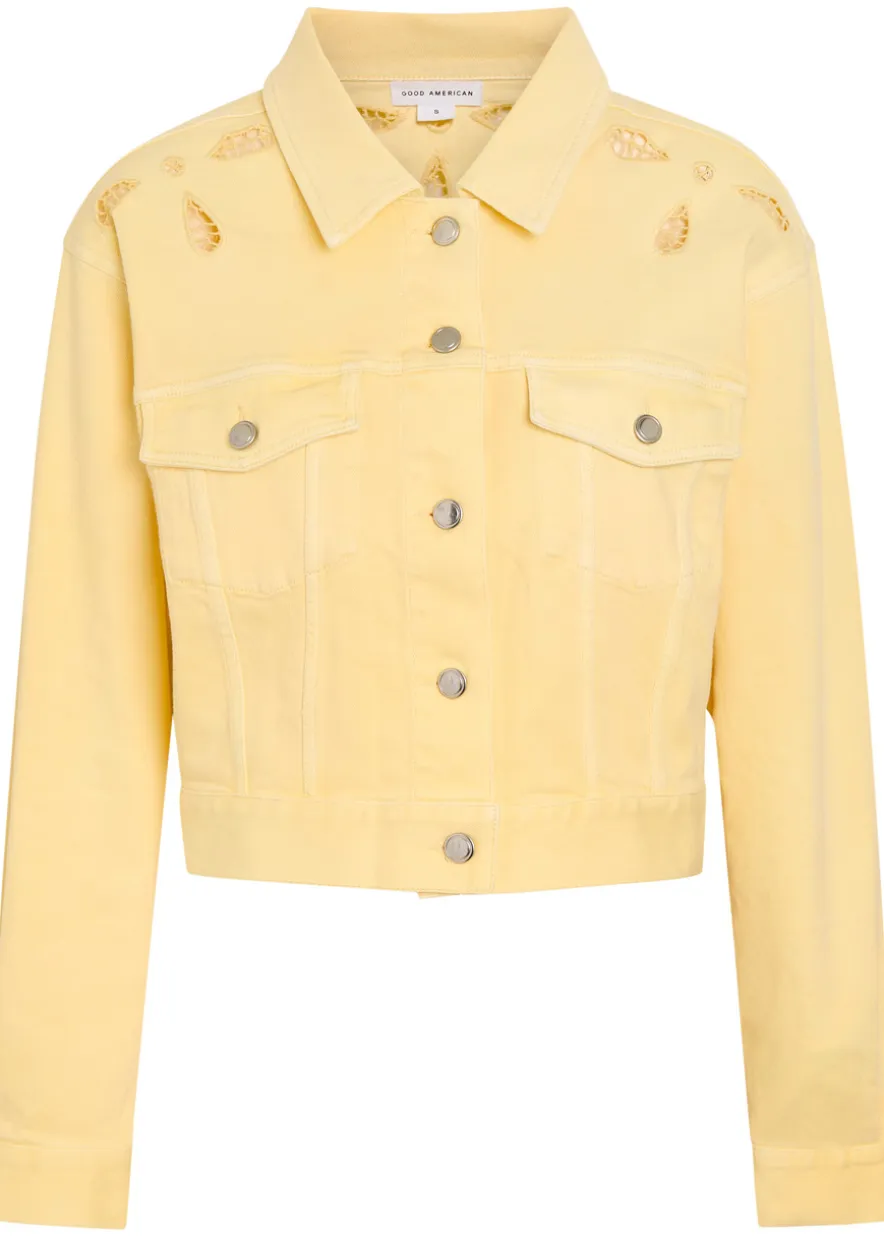 Essential cut-out stretch-denim jacket
