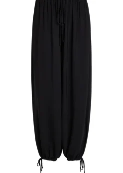 Estelia draped barrel-leg crepe trousers
