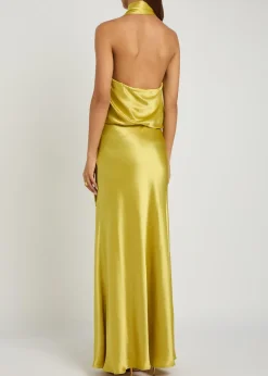 Estelle scarf-effect satin maxi dress