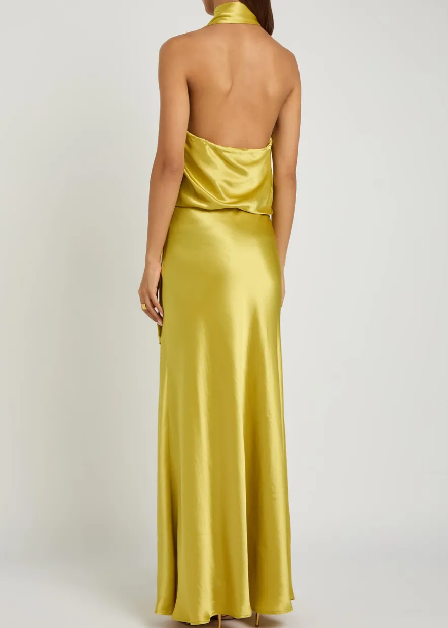 Estelle scarf-effect satin maxi dress