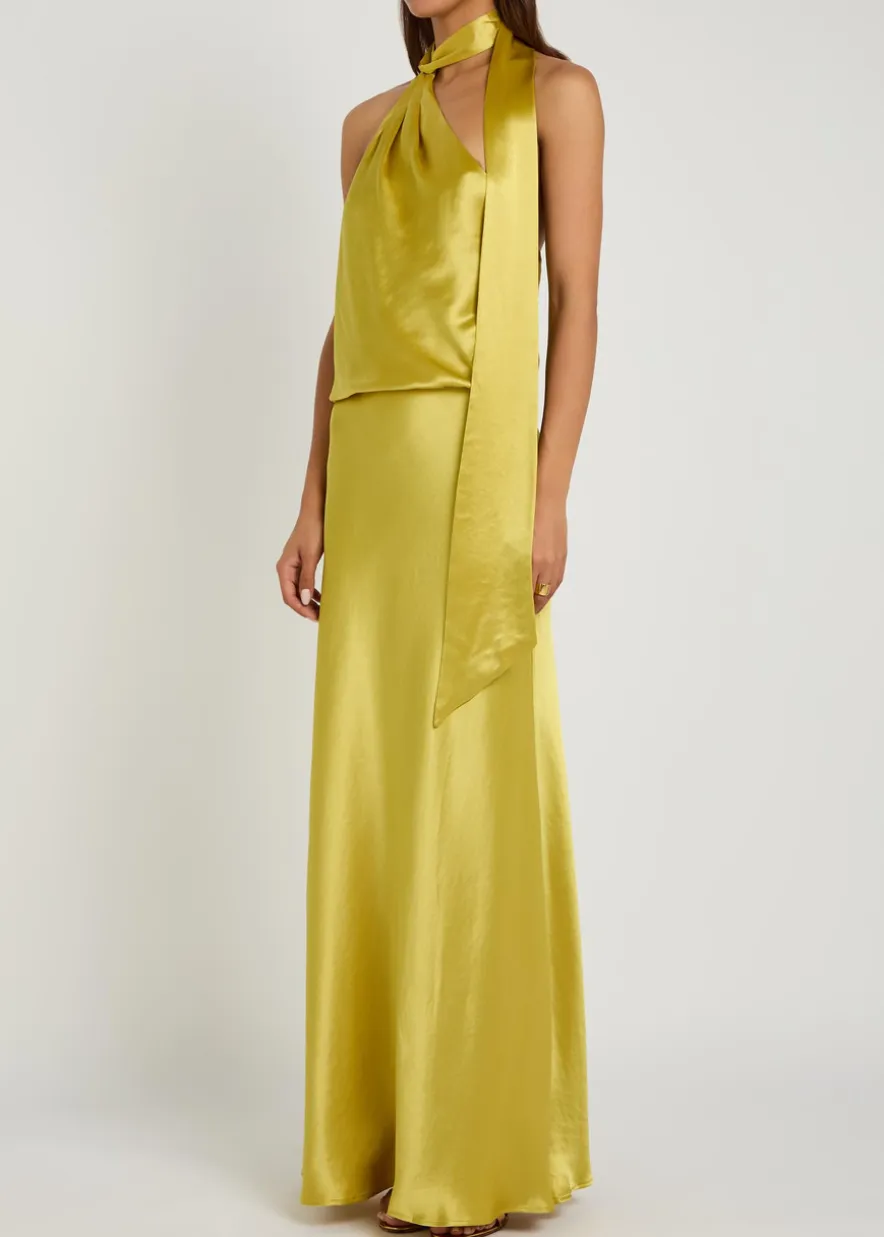 Estelle scarf-effect satin maxi dress