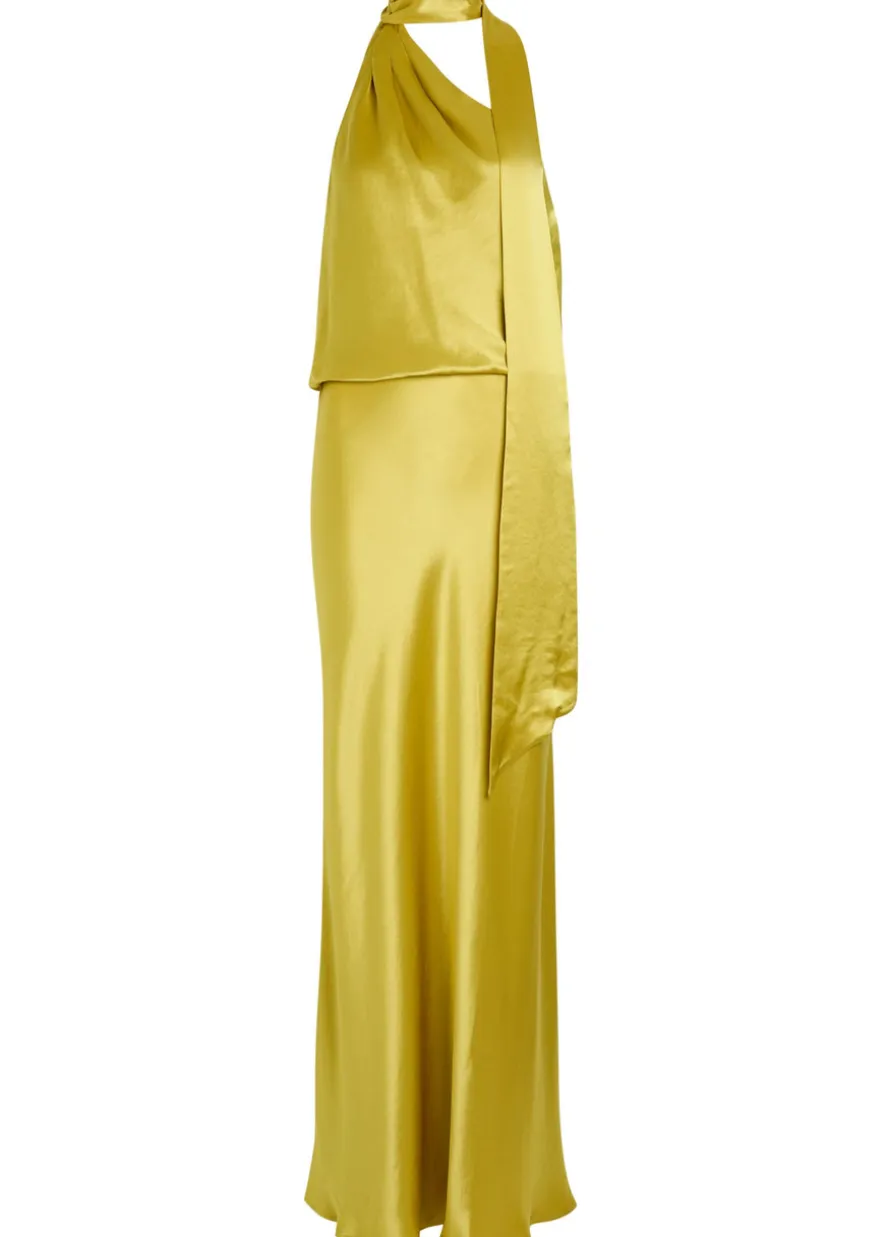 Estelle scarf-effect satin maxi dress