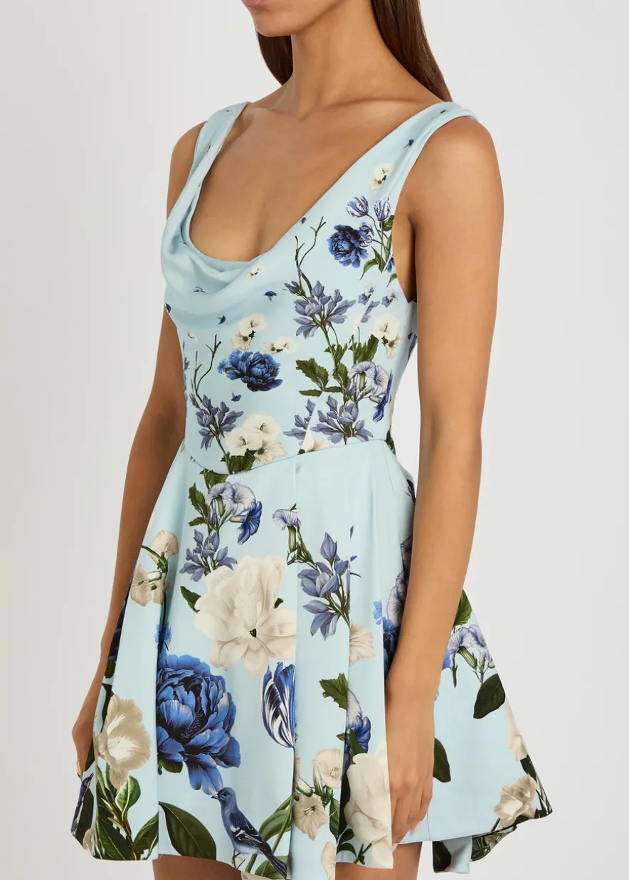 Estrella floral-print crepe mini dress