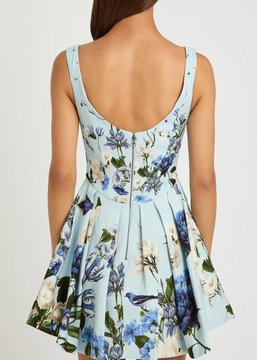 Estrella floral-print crepe mini dress