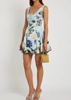 Estrella floral-print crepe mini dress