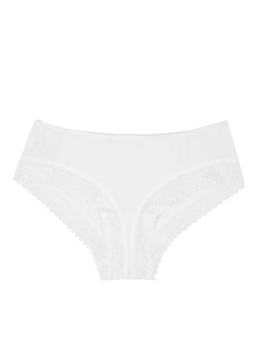 Eugenie ribbed lace-trimmed briefs