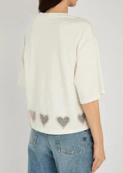 Evan heart embellished cropped cotton T-shirt