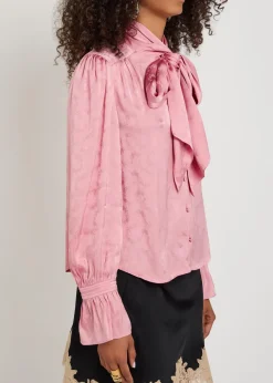 Evanora floral-jacquard satin blouse