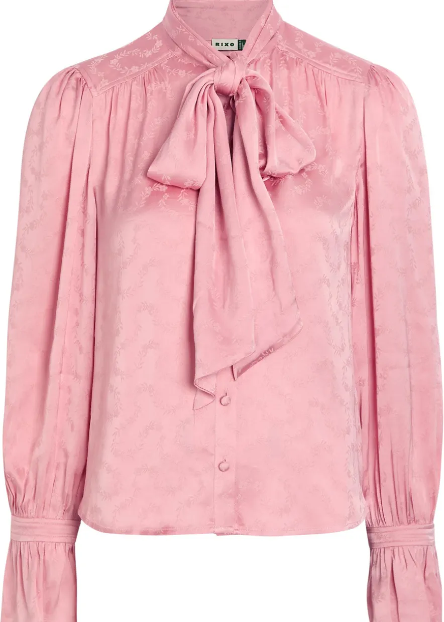 Evanora floral-jacquard satin blouse