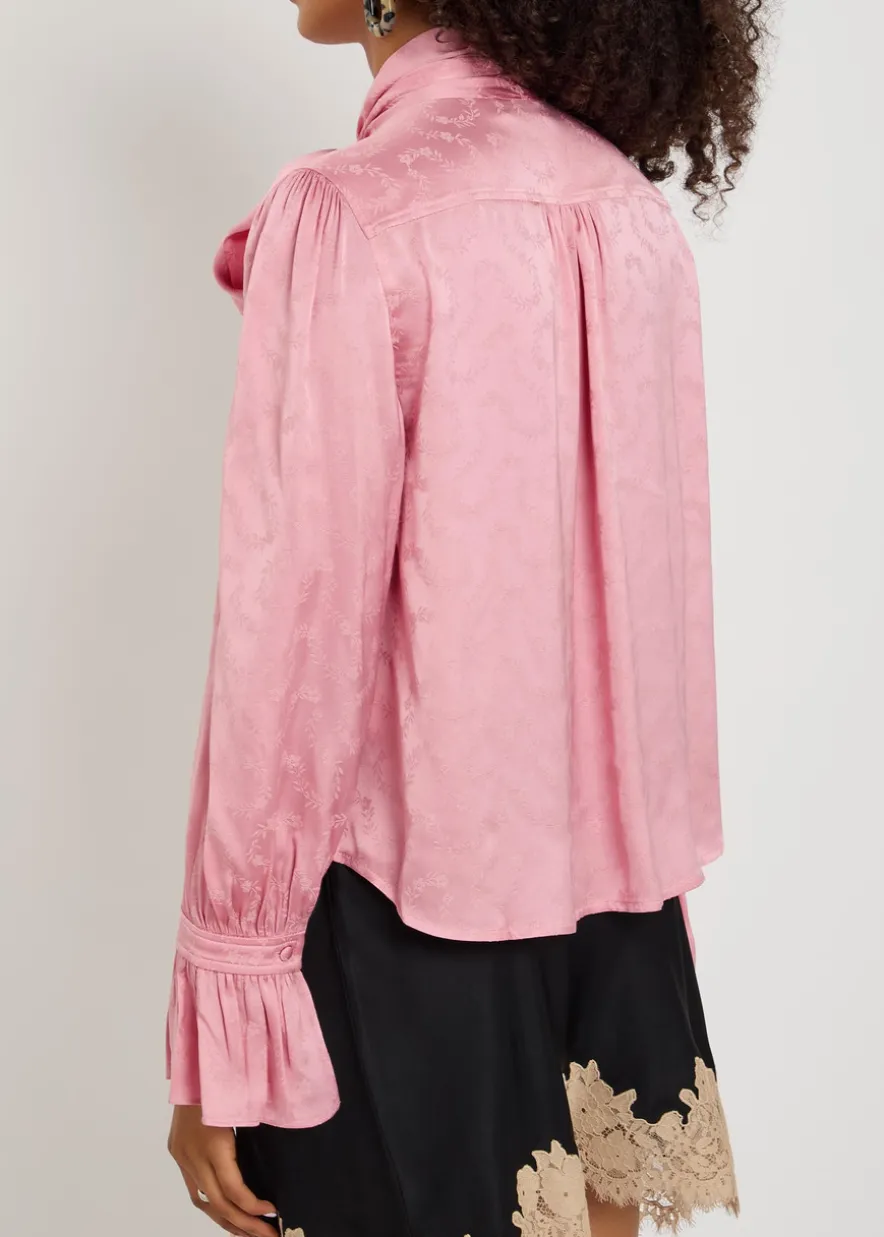 Evanora floral-jacquard satin blouse