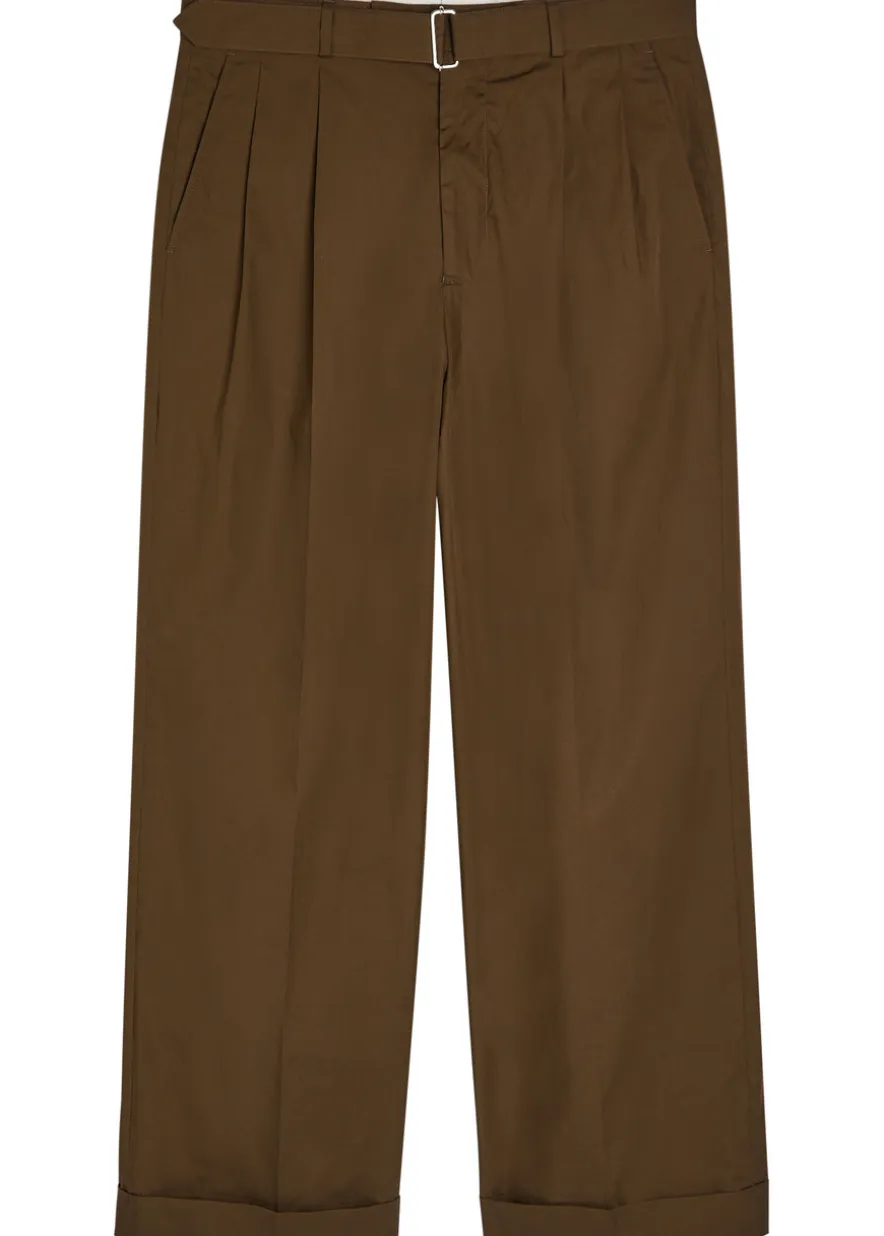 Evans belted cotton-poplin trousers