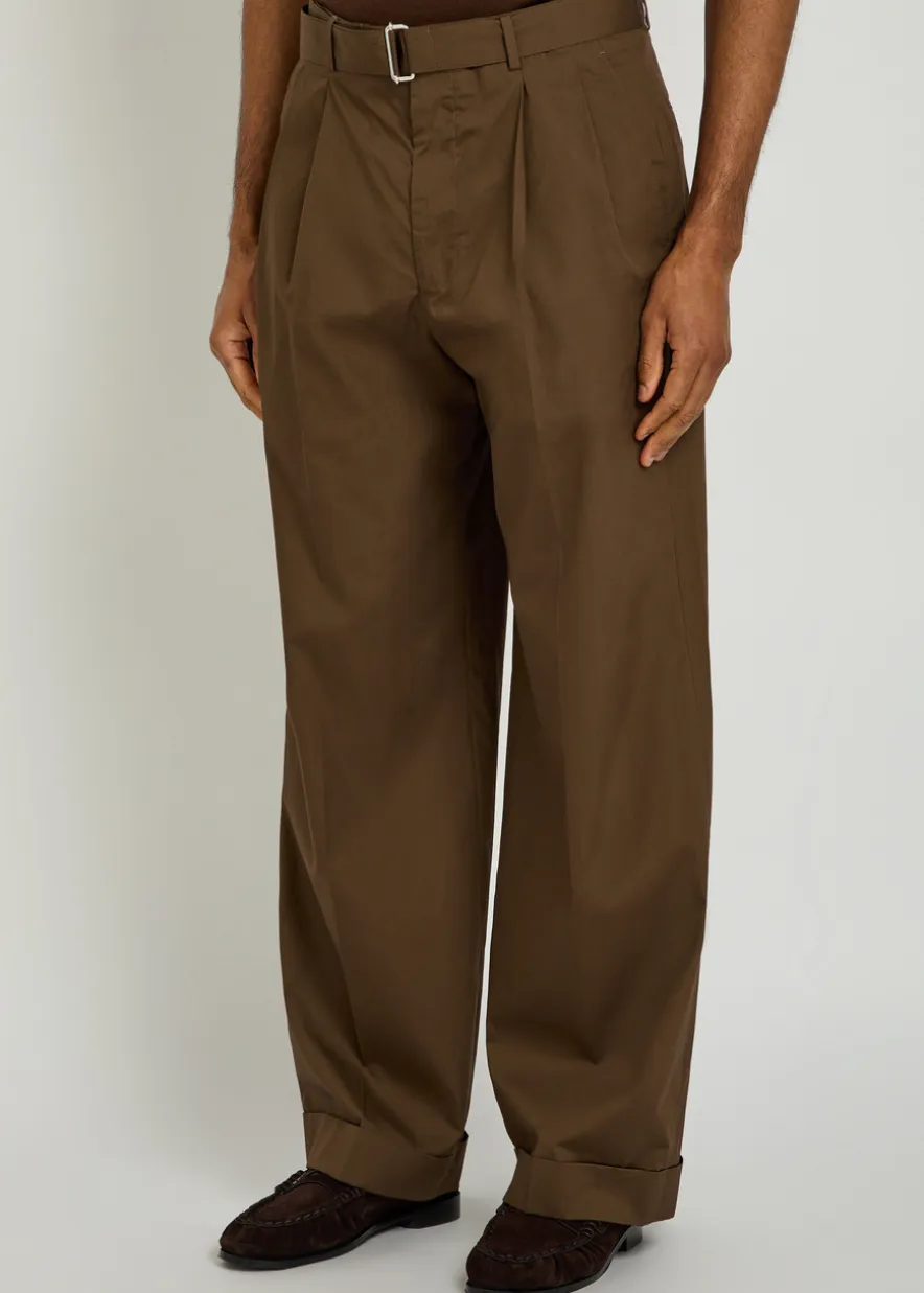 Evans belted cotton-poplin trousers