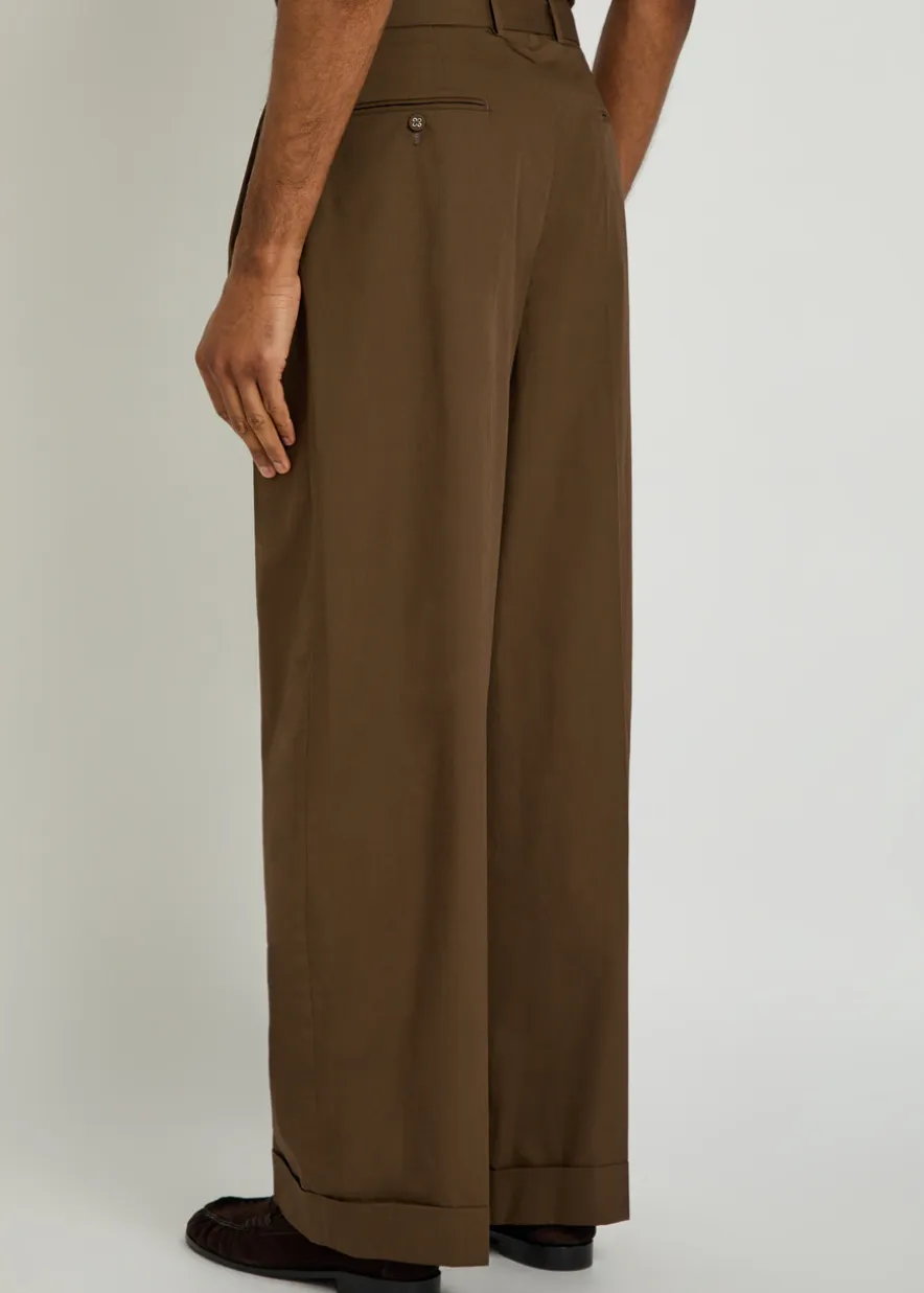 Evans belted cotton-poplin trousers