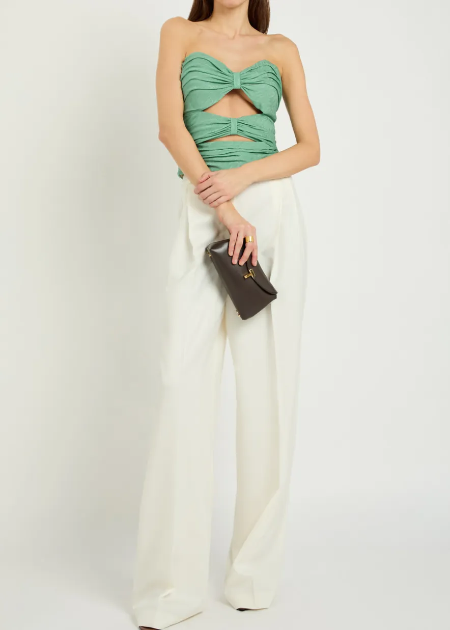 Eva pleated cut-out silk top