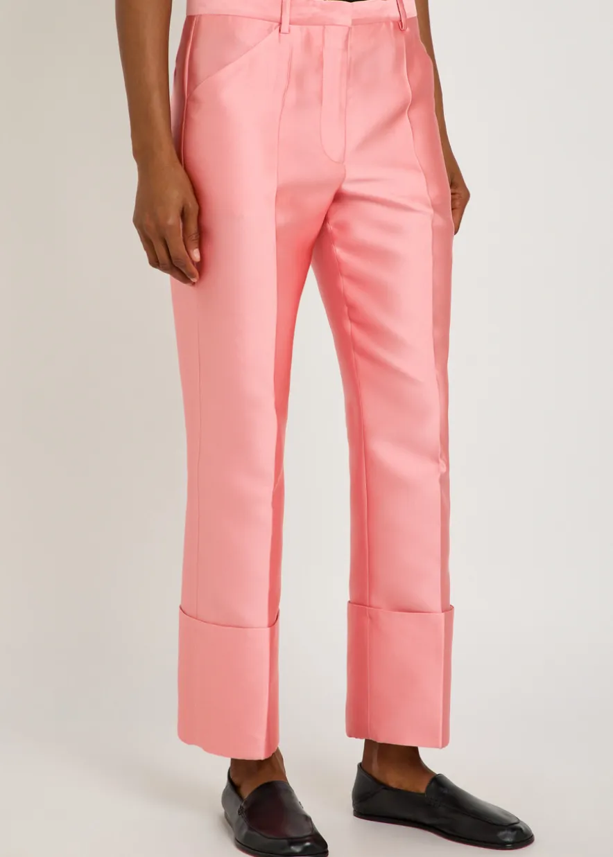 Eva turn-up duchess-satin trousers