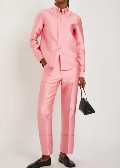 Eva turn-up duchess-satin trousers