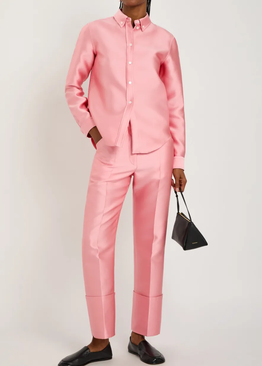 Eva turn-up duchess-satin trousers