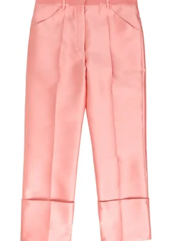 Eva turn-up duchess-satin trousers